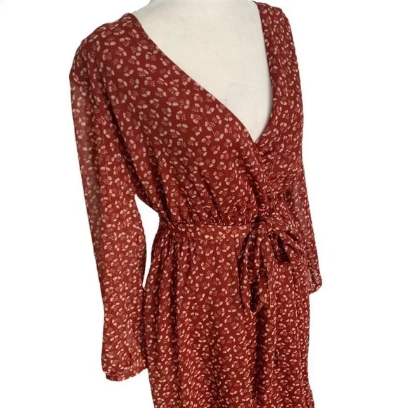 J. Crew Peasant Dress Sparkly Floral Cottagecore Faux Wrap  Dress Size 6 - Picture 13 of 13